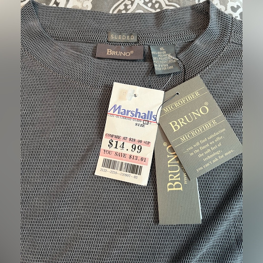 NWT Bruno Mens Sueded Short Sleeve Shirt